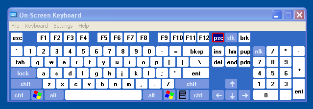 Capture Screenshot on Windows XP using OnScreen Keyboard