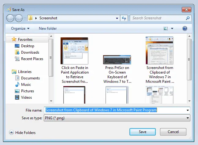 Save Screenshot as a File in Windows 7