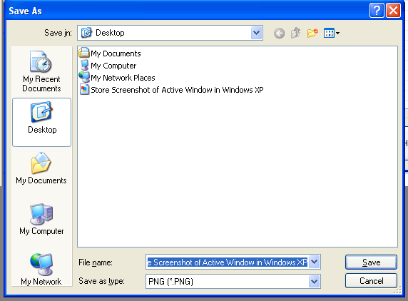 Save Screenshot of Active Window as PNG File