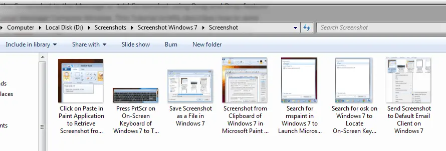 Screenshots Stored on a Windows Computer