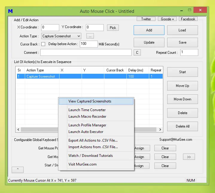 View Screenshots Captured by Macro Script